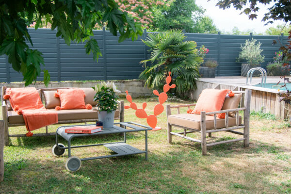 Salon de jardin  en Eucalyptus et Skaï – Image 6