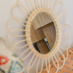 Miroir Fleur en Rotin
