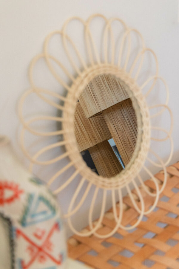 Miroir Fleur en Rotin