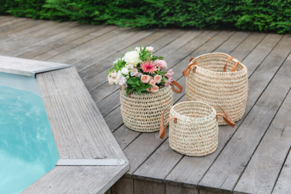 Lot de 3 jolies Paniers en feuille de palmiers